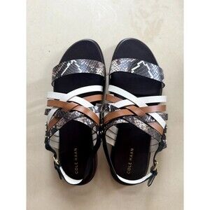 Cole Haan Francie Snakeskin Multi-Strap Leather Slingback Sandal Women’s 8B, New